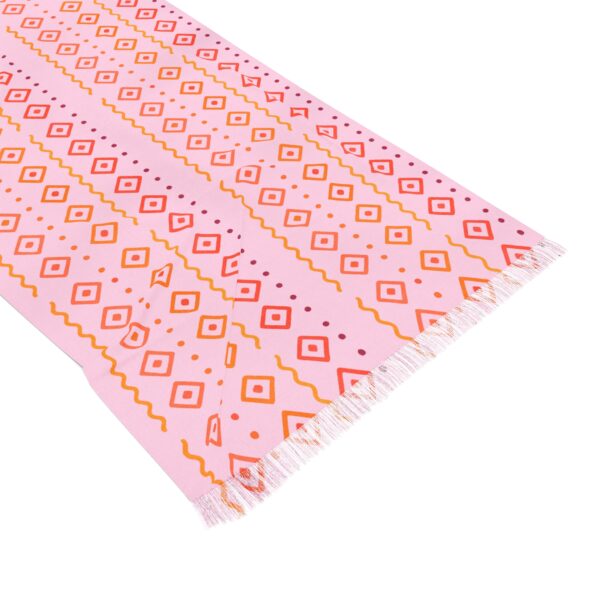 Boho Chic Lightweight Scarf - Pink Tribal Pattern for Casual Style - Image 4