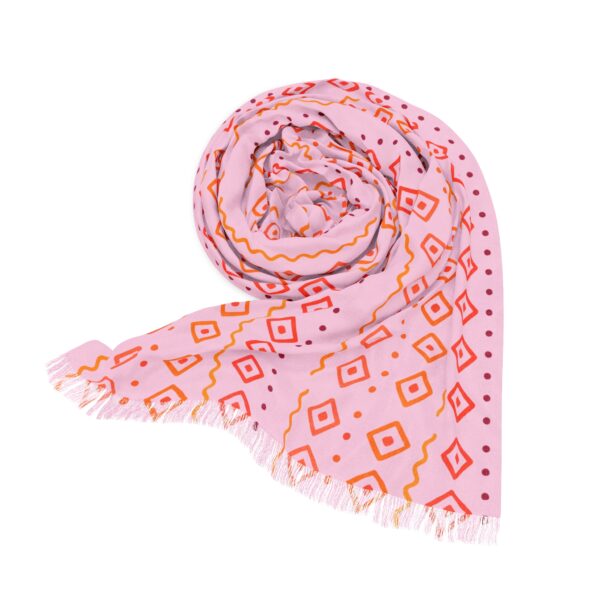 Boho Chic Lightweight Scarf - Pink Tribal Pattern for Casual Style - Image 3