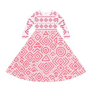 Geometric Pattern Women's Long Sleeve Dance Dress – Perfect for Parties & Celebrations