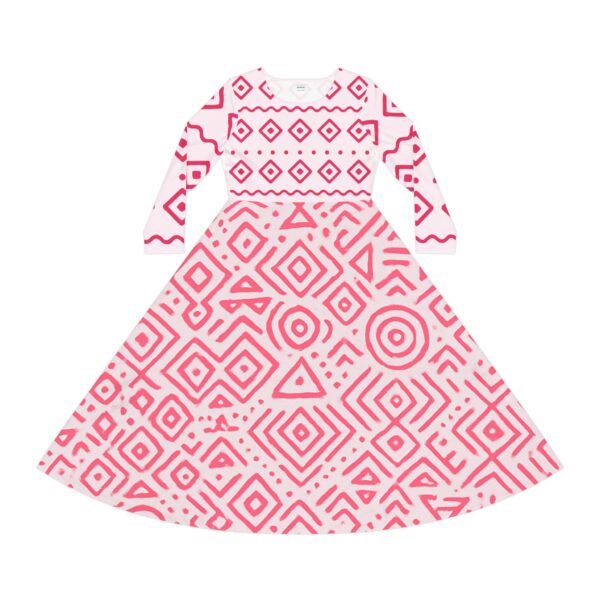 Geometric Pattern Women's Long Sleeve Dance Dress – Perfect for Parties & Celebrations