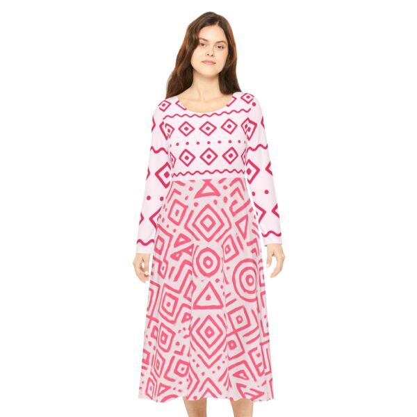 Geometric Pattern Women's Long Sleeve Dance Dress – Perfect for Parties & Celebrations - Image 3