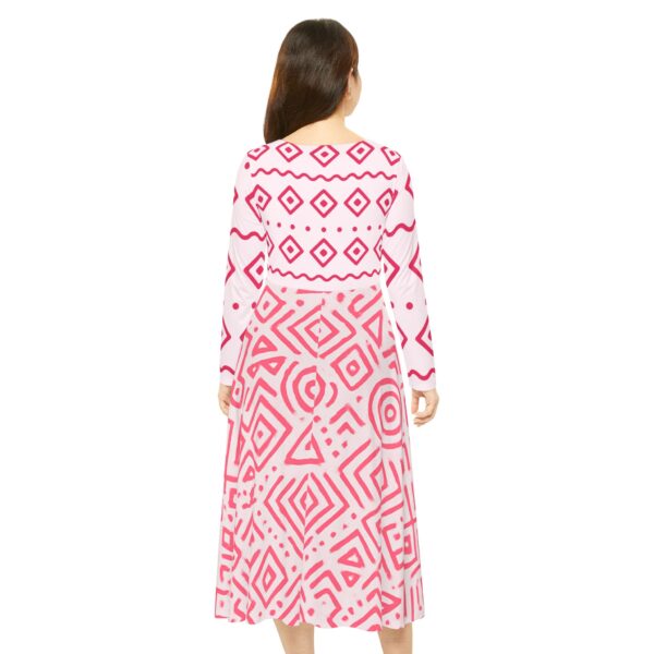 Geometric Pattern Women's Long Sleeve Dance Dress – Perfect for Parties & Celebrations - Image 4